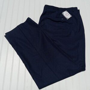 ENGLISH LAUNDRY Dress Pants 56 x 35 Navy Blue Textured Satin Plaid Flat Slacks